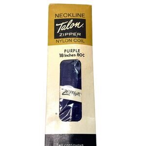 Vintage Talon Zipper Nylon Coil Neckline 18 inch Purple Zephyr Deadstock